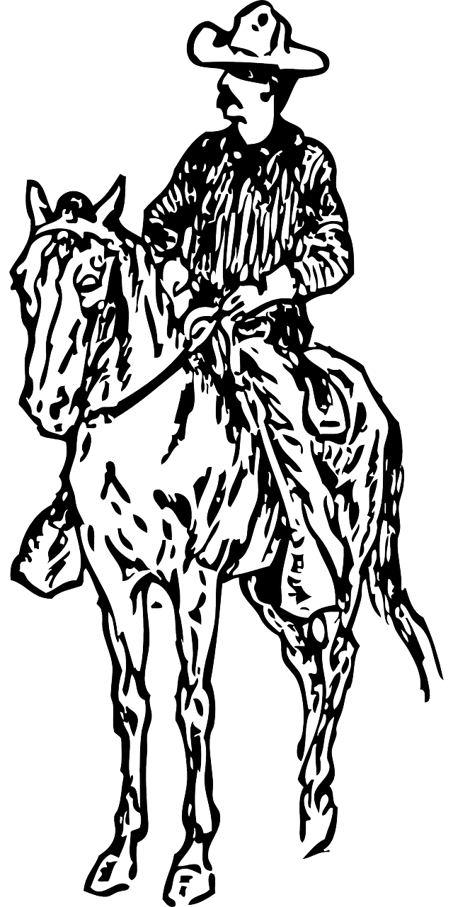 Drawing of cowboy on horse